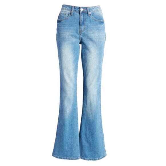 BP Womens Faded Blue Mid Rise Retro Inspired Wide Flare Leg Jeans Sz 28 New - Picture 8 of 10